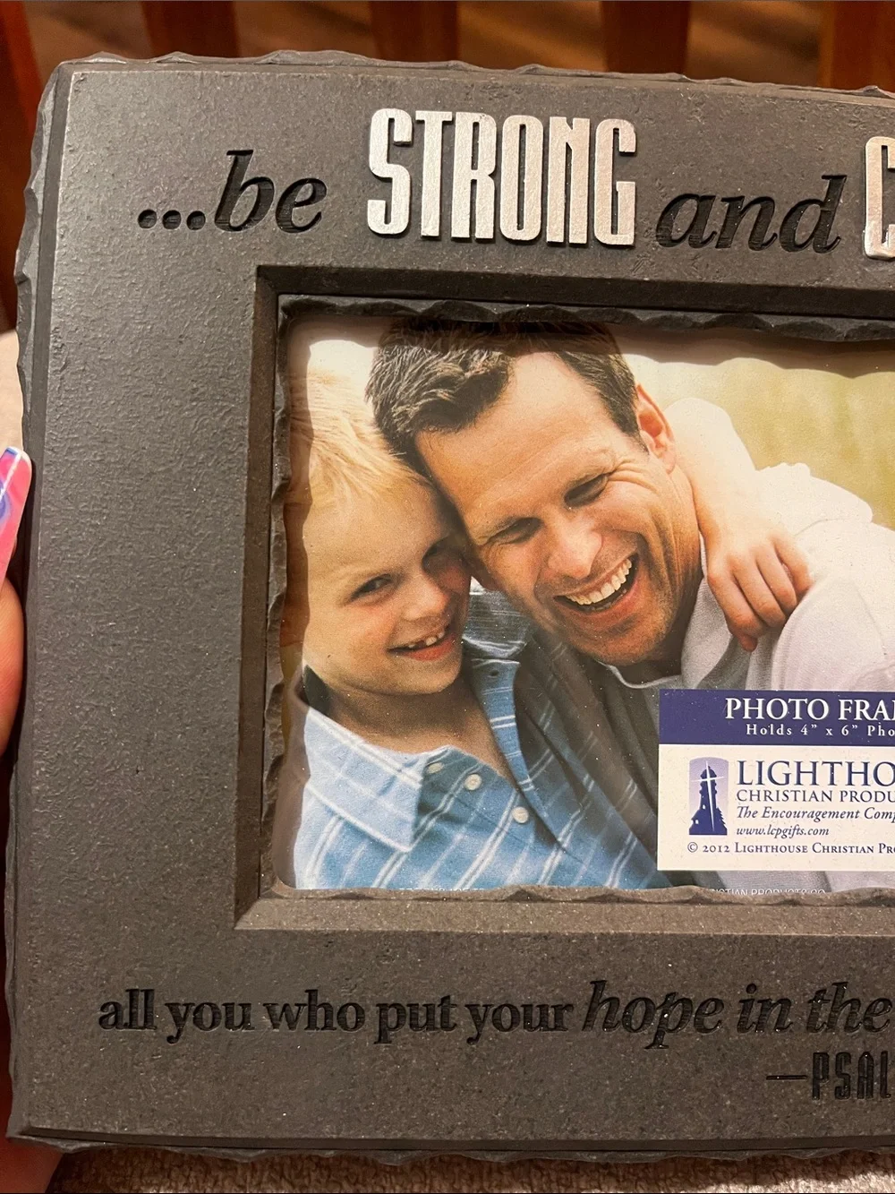 Cast Stone - “Be Strong and Courageous” Black Photo Frame
